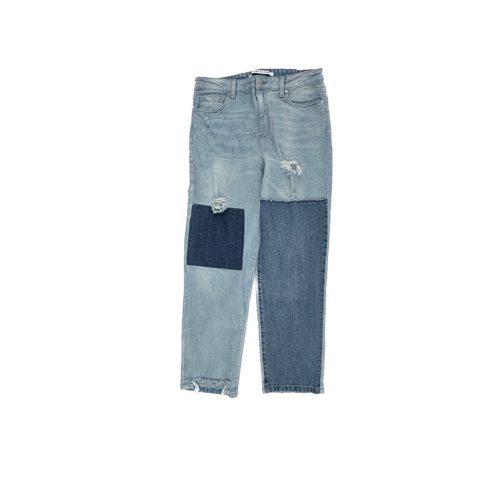 Celebrity Pink‎ Straight Jeans Womens Size 13 Blue Distressed Patchwork Denim